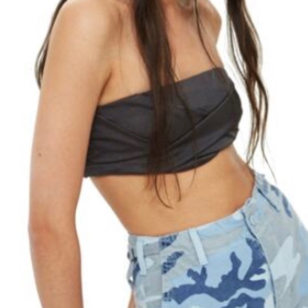 TopShop Dark Gray Slinky Bandeau Top Size 6